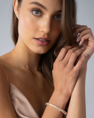 Sterling Silver & 18K Yellow Gold Caviar Lux Diamond Bangle Bracelet