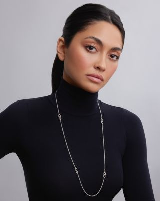 LAGOS Sterling Silver Signature Caviar Fluted Station Necklace, 32"