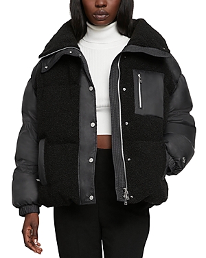 Shop Moose Knuckles Elmira Sherpa Down Puffer Jacket In Black
