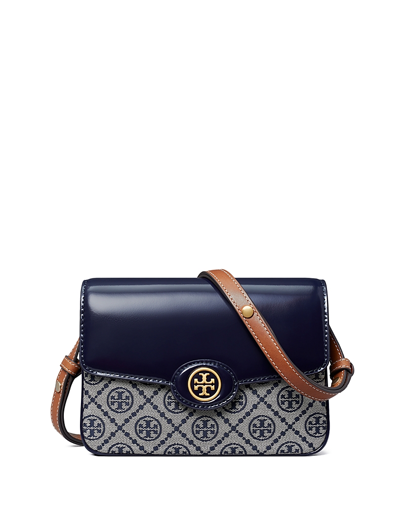 Tory Burch Robinson T Monogram Convertible Shoulder Bag In Tory Navy/gold