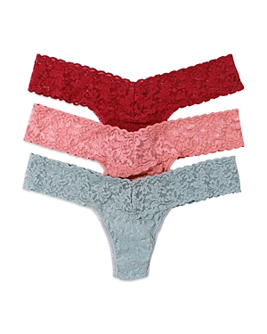 Hanky Panky Signature Stretch Lace Low Rise Thongs, Set Of 3 In Himilayan Pink