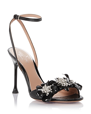 Shop Valentino Women's Ankle Strap Embellished High Heel Sandals In Black
