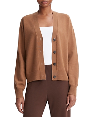 Vince Wool Blend V Neck Cardigan In Mink