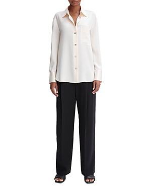 VINCE RELAXED FIT LONG SLEEVE SILK SHIRT
