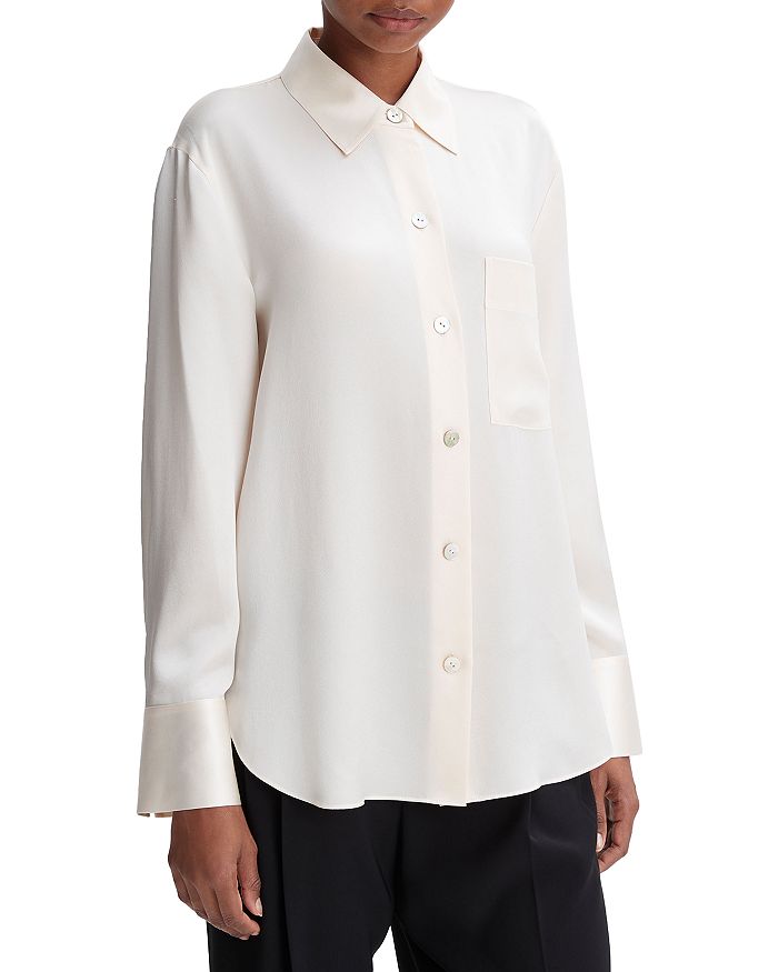 Vince Relaxed Fit Long Sleeve Silk Shirt | Bloomingdale's