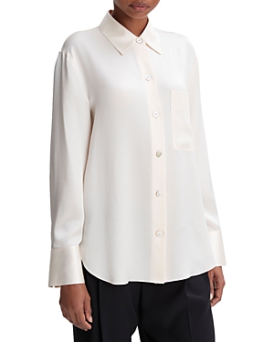 Vince Relaxed Fit Long Sleeve Silk Shirt