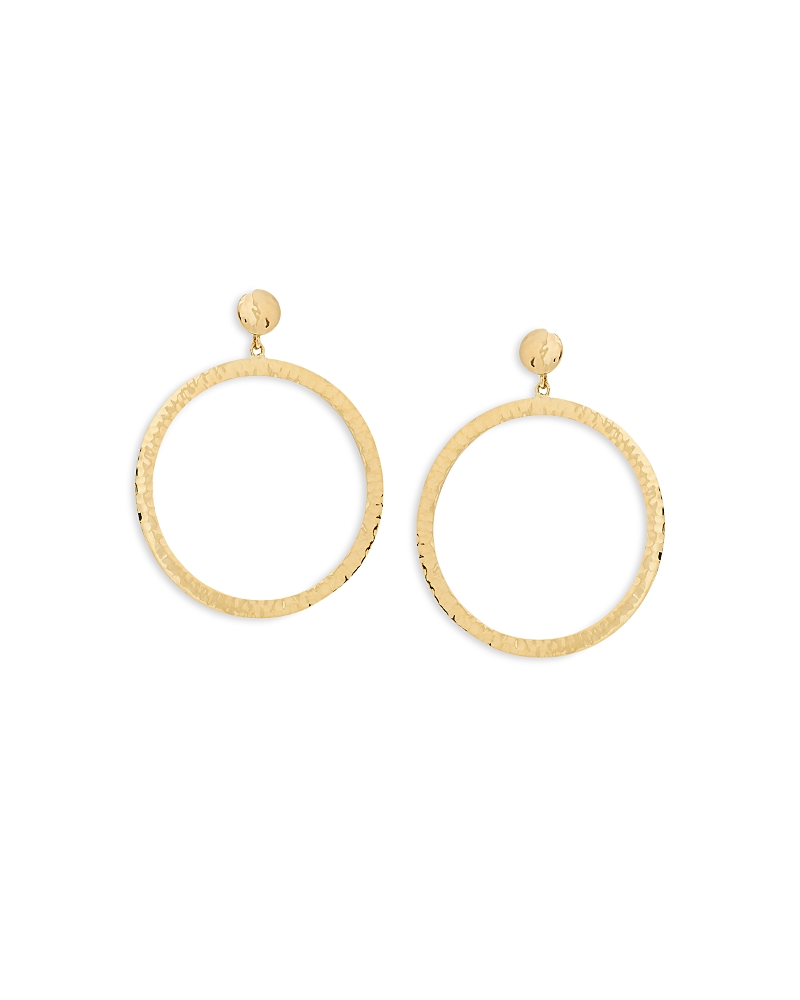 L. Klein 18k Yellow Gold Capri Hammered Circle Drop Earrings In Gold