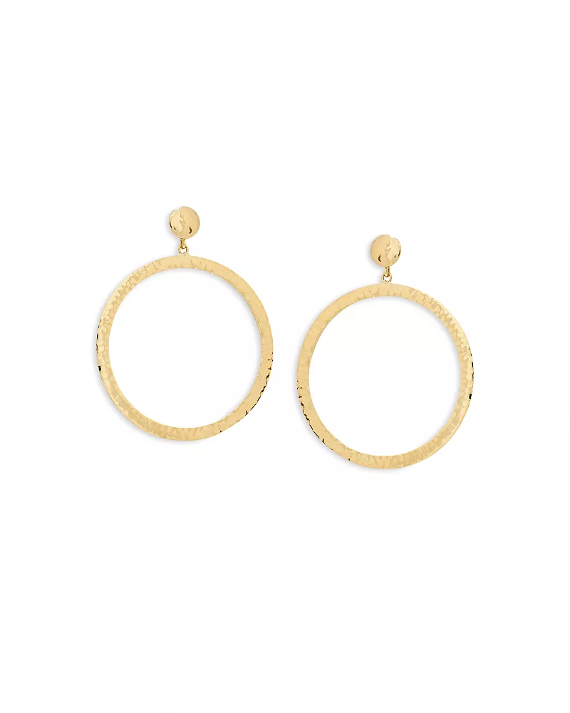 L. Klein 18K Yellow Gold Capri Hammered Circle Drop Earrings