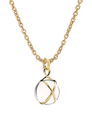 18K Yellow Gold Prisma Crystal Quartz 18mm Pendant Luxe Chain Necklace, 16-18