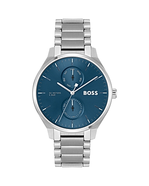 Shop Hugo Boss Tyler Multifunction Watch, 43mm In Blue/silver