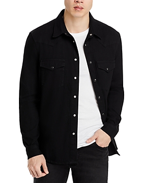 Shop Frame Western Denim Regular Fit Shirt In Black