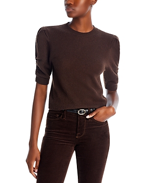 Frame Frankie Ruched Puff Sleeve Tee In Espresso