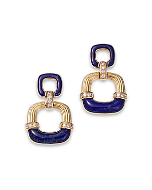 Bloomingdale's Lapis & Diamond Drop Earrings In 14k Yellow Gold In Blue/gold