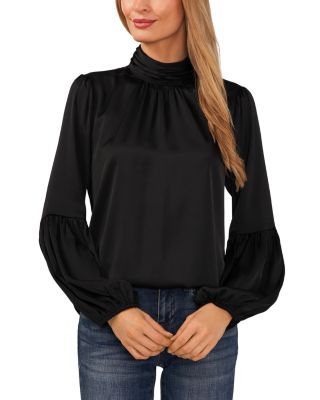 CeCe - Mock Neck Blouson Sleeve Blouse