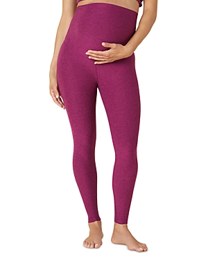 Beyond Yoga Space Dyed Love The Bump Maternity Leggings In Magenta Heather
