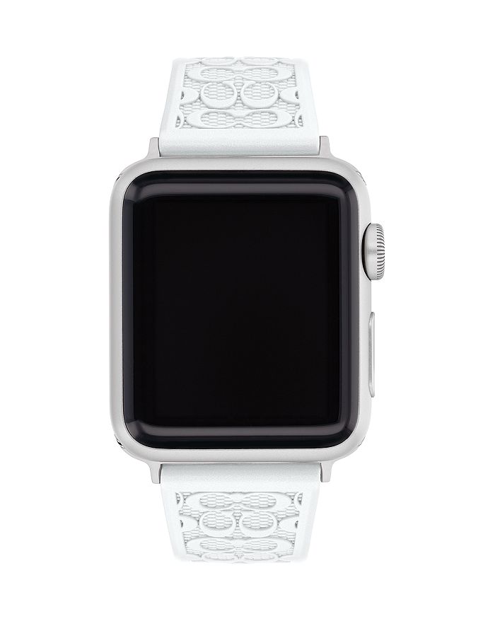 COACH Apple Watch White Pearlized Silicone Strap 38 40 41mm Bloomingdale s