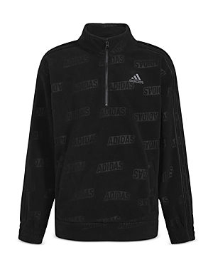 Shop Adidas Originals Boys' Brand Love Cozy Half-zip Pullover - Big Kid In Black
