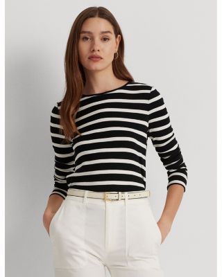 Cotton Long Sleeve Striped Tee