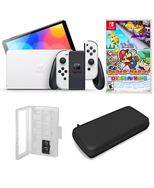 Nintendo Switch Oled in White with Paper Mario Game and Accessories Kit