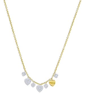 Meira T 14k White & Yellow Gold Diamond Multi Heart Statement Necklace, 16-18 In Gold/white