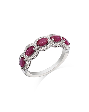 Bloomingdale's Precious Stone & Diamond Band In 14k White Gold In Pink/white