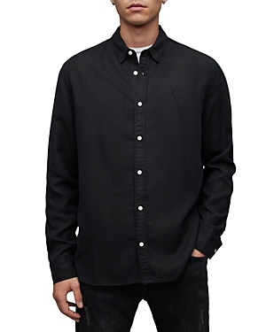 Shop Allsaints Laguna Relaxed Fit Button Down Shirt In Washed Black