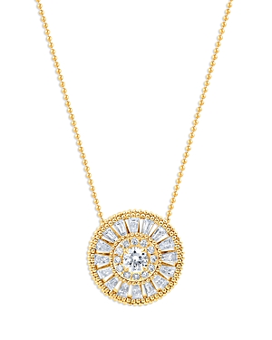Diamond Baguette Beaded Pendant Necklace in 18K Yellow Gold, 1.5 ct. t.w., 18