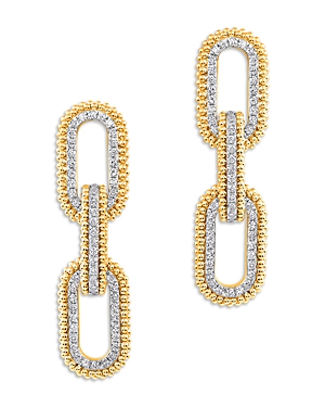 Shop Harakh Diamond Beaded Paperclip Drop Earrings In 18k Yellow Gold, 0.7 Ct. T.w.
