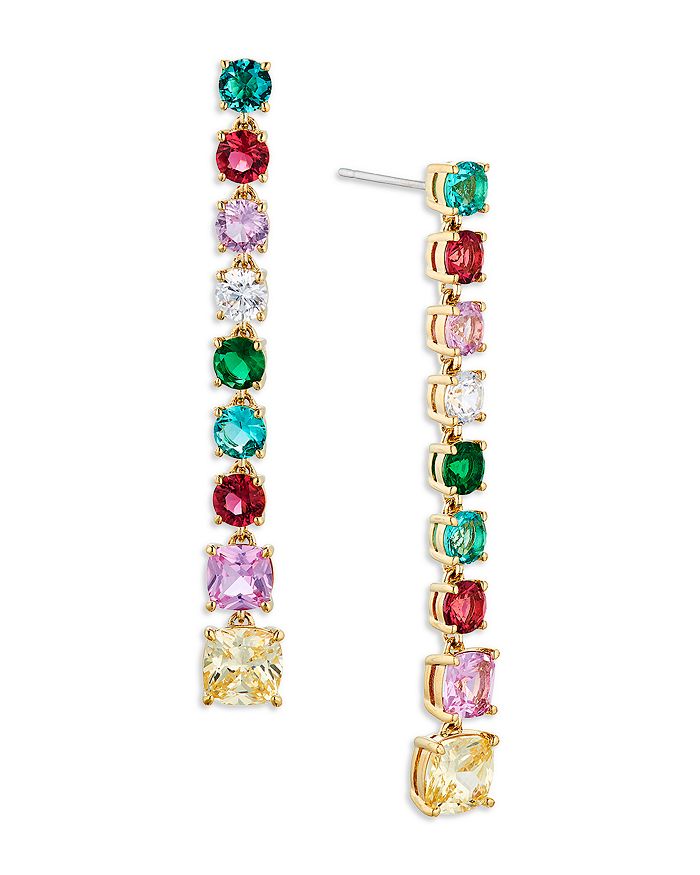 Nadri Sweettarts Mixed Stone Linear Drop Earrings in 18K Gold Plated
