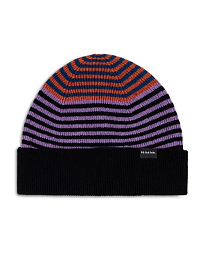 Paul Smith Alfie Striped Wool Beanie In Black