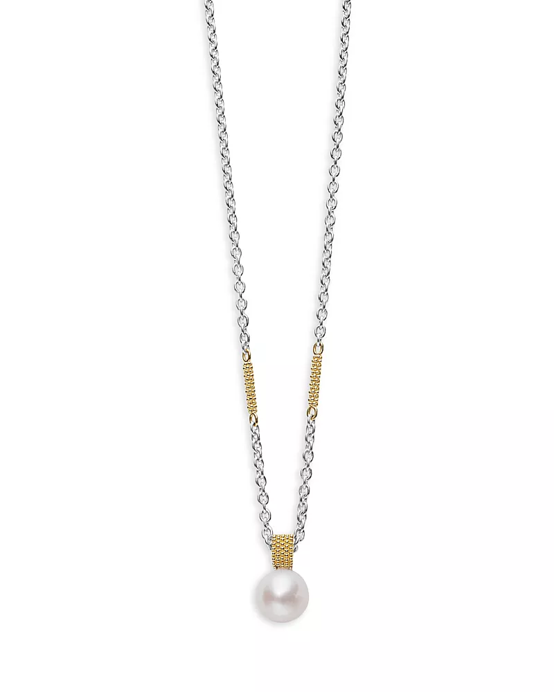 Lagos 18K Yellow Gold & Sterling Silver Luna Cultured Freshwater Pearl Pendant Necklace, 16
