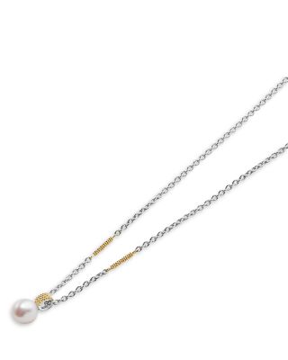 18K Yellow Gold & Sterling Silver Luna Cultured Freshwater Pearl Pendant Necklace, 16-18"