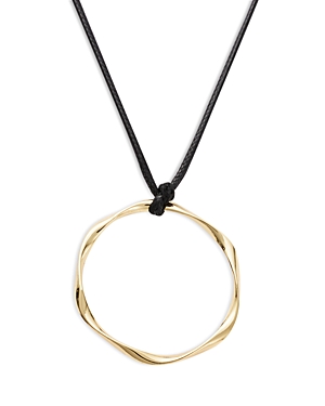 Aqua Wavy Circle Black Cord Pendant Necklace. 14.25-17.25 - 100% Exclusive