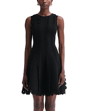 Shop Oscar De La Renta Scalloped Sleeveless Dress In Black