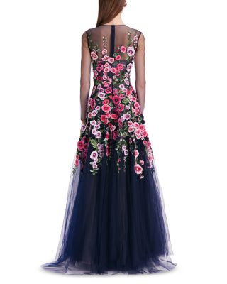 Oscar de la Renta Illusion Embroidered Floral Gown | Bloomingdale's Women