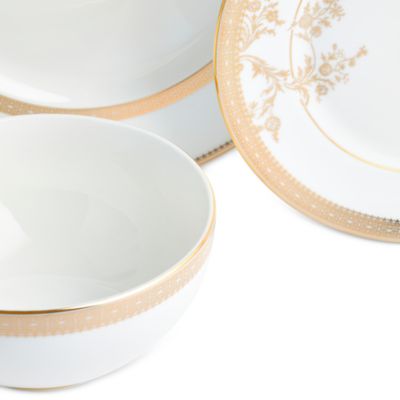 Vera Wang Lace Gold 12-Piece Dinnerware Set, Service for 4
