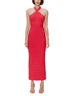 Herve Leger Icon Bandage Bustier Mini Dress In Rio Red