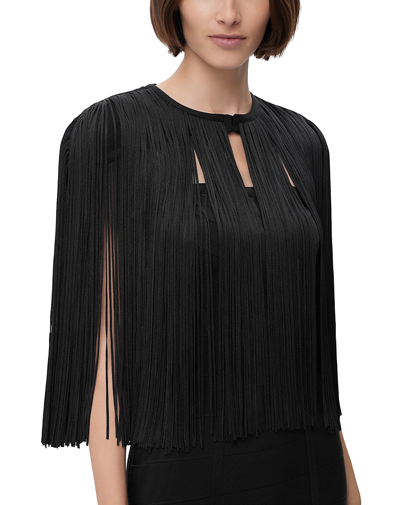 Herve Leger Icon Fringe Cape In Black
