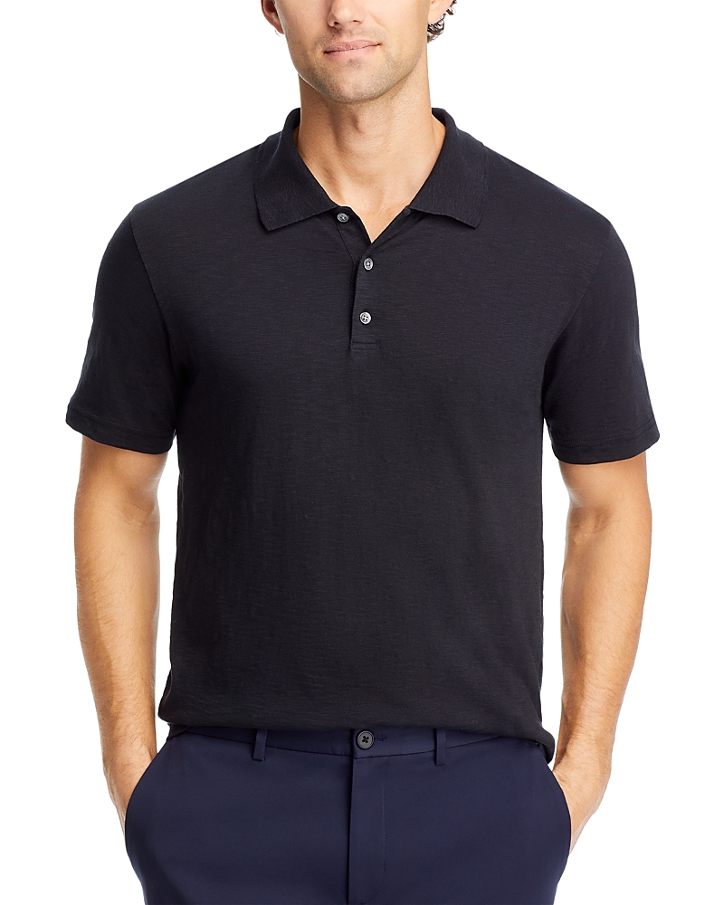 Theory Double Layered Johnny Collar Polo Shirt In Black