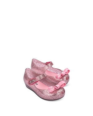 Shop Mini Melissa Girls' Ultragirl Bow Slip On Ballet Shoes - Toddler In Pink Glitter