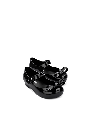 Shop Mini Melissa Girls' Ultragirl Bow Slip On Ballet Shoes - Toddler In Black