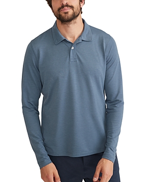 Marine Layer Air Standard Fit Long Sleeve Polo Shirt In Blue