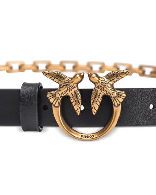 PINKO Belt in Leather and Chains Pinko Leather Belt With Chains And Straps 3 Cm Black Old  main image 3