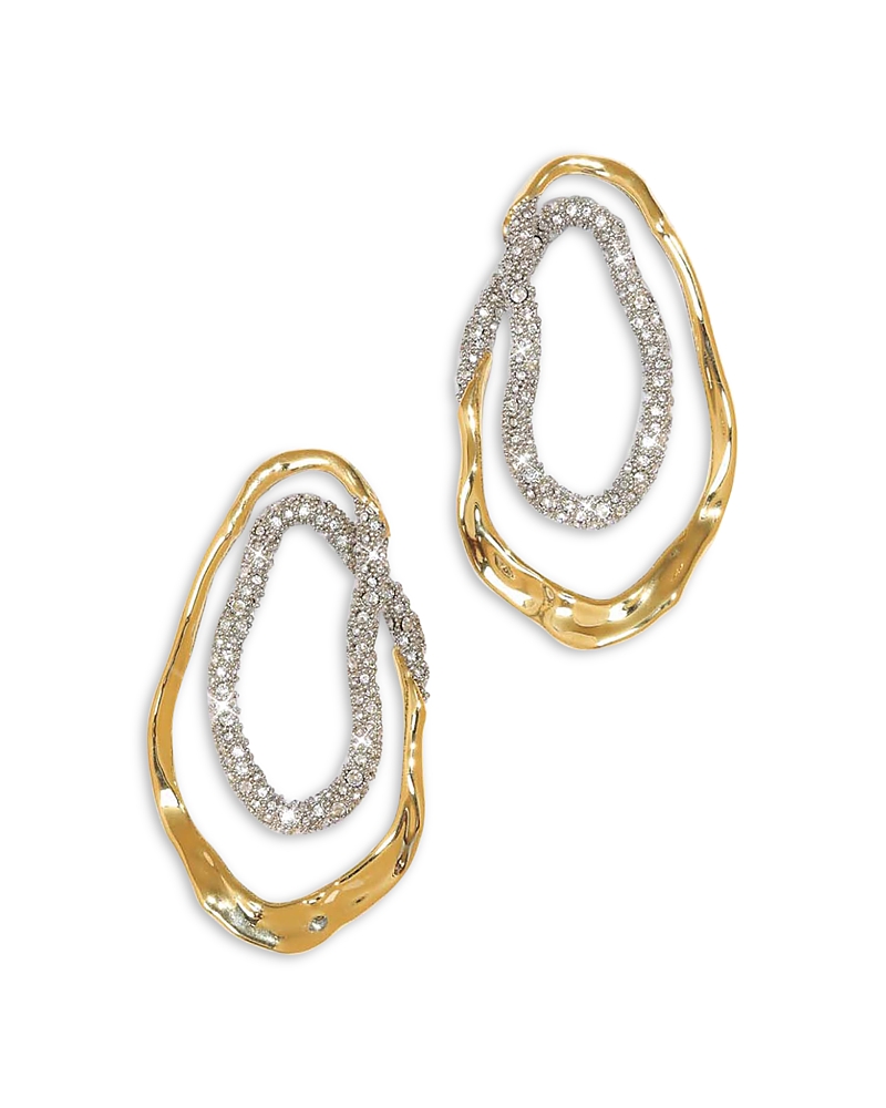 Alexis Bittar Solanales Crystal Double Loop Earrings In Gold
