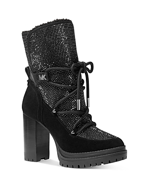 Shop Michael Kors Women's Culver Lace Up Platform High Heel Booties In Black