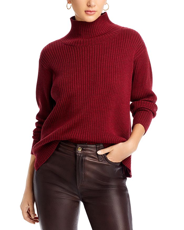 Eileen Fisher Rib Knit Turtleneck Sweater In Red