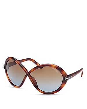 Shop Tom Ford Jada Butterfly Sunglasses, 68mm In Havana/brown Gradient