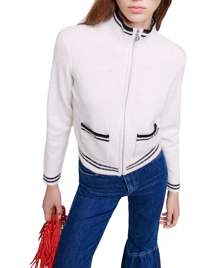 Contrast stripe cardigan hot sale