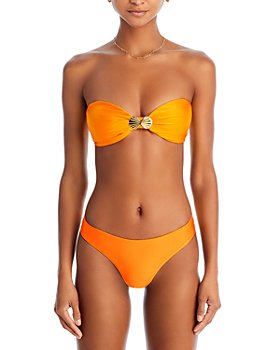 Rio Strappy Bralette Bikini Top in Orange Ditsy Floral, Beach Bunny