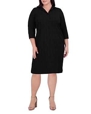 Foxcroft Plus Sloane Crinkle Shirt Dress In Black